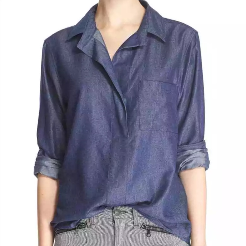 Rag and Bone Leeds Indigo Chambray Top